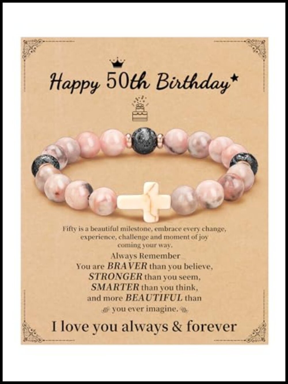 Nature Stone Cross Bracelet Birthday Gift Women Adjustable